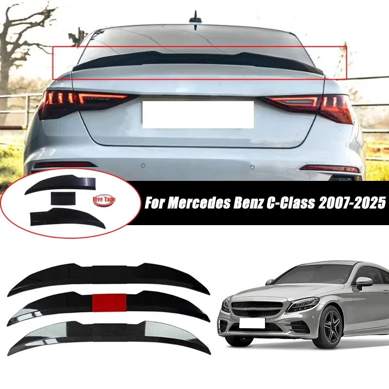 3pcs Sedan Rear Trunk Spoiler For Mercedes Benz C-Class 2007-2025 Adjustable DIY Modified Trunk Spoiler Automotive Accessories