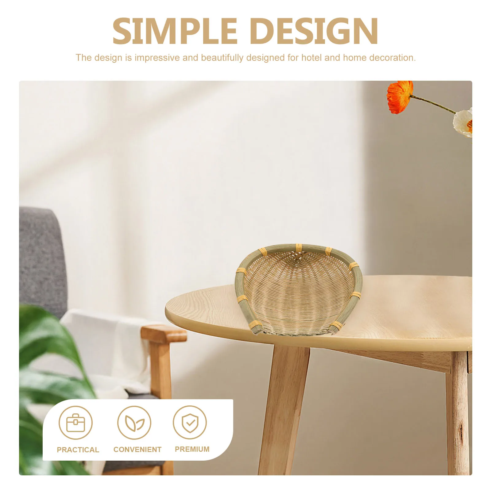 

Premium Bamboo Woven Food Storage Household Kitchen Fruit Container Multi-Function Organizer Tabletop Bread Basket Handmade