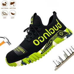 Safety Boots for Mens Lightweight Breathable Steel Toe Work Safety Shoes Anti-Smashing Comfortable Male Construction Sneakers