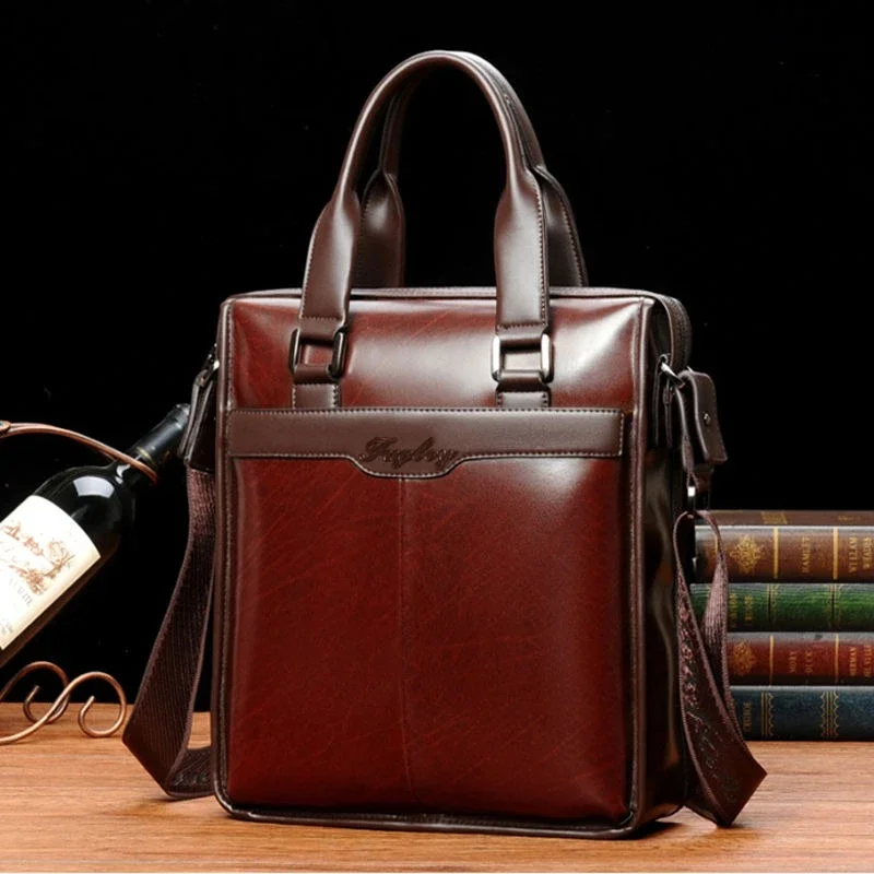 Textured Leather Men Vertical Crossbody Shoulder Bag Business Computer Bags Big Capacity Men's Vertical Handbag New Backpacks