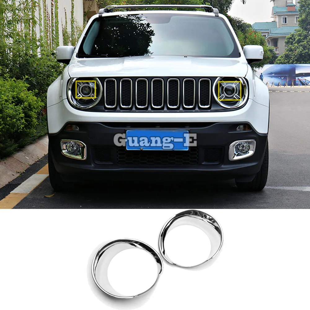 Car Body Front Head Light Lamp Detector Frame Stick Styling ABS Chrome Cover Trim Part For Jeep Renegade 2017 2018 2019 2020