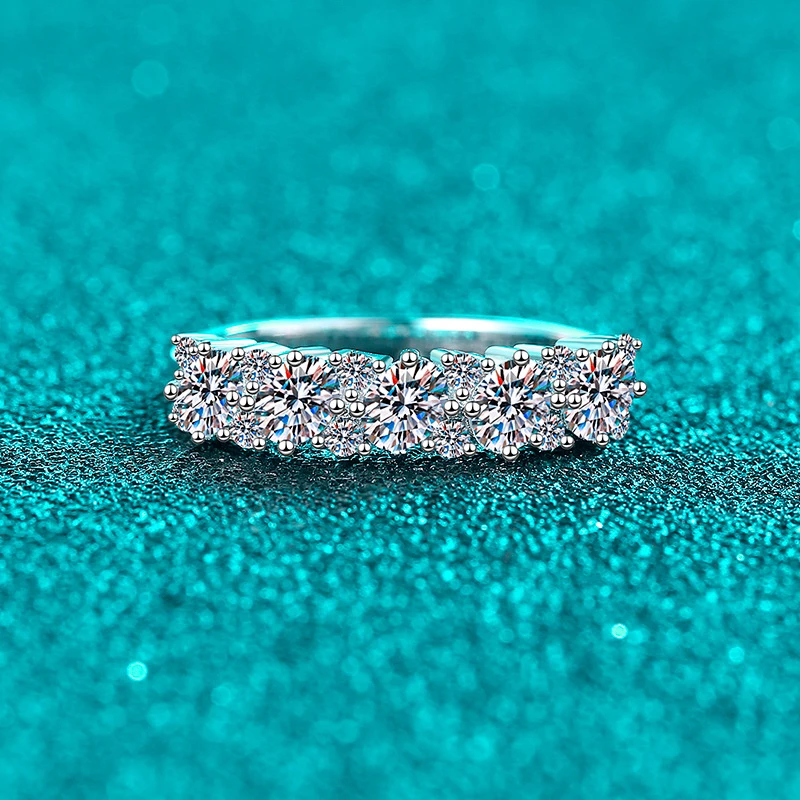Moissanite Ring  S925 Sterling Silver Full Moissanite Oval Band, Delicate Everyday Light Luxury Versatile Holiday Gift