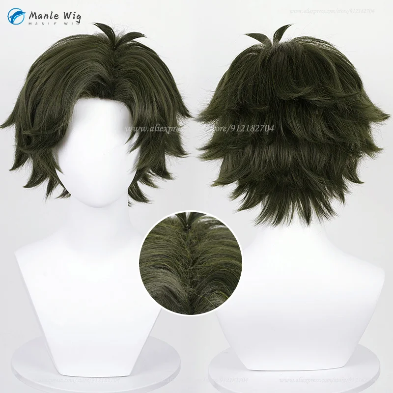 

Damian Desmond Cosplay Wig Green Short Hair Heat Resistant Synthetic Wigs Halloween Party Anime Wig + Wig Cap