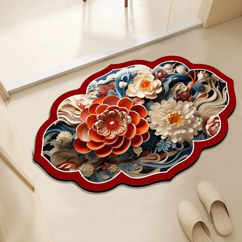 VIKAMA Christmas Snowman Cute Snow Bath Mat Water Absorbent Non Slip Kitchen Non Slip Backing Home Organization Home Decor