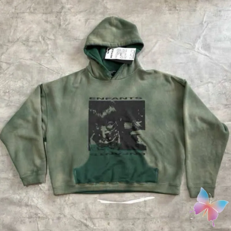 

Winter Vinatge Oversized ERD Hoodies Tie Dye Washed Green Illustration Print Hooded Sweatshirts Casual Loose Men Women Hoodys