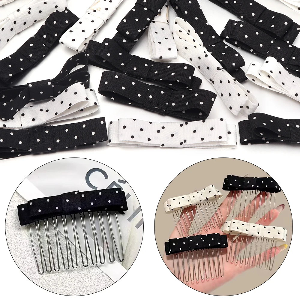 10pcs/lot Korean Style Polyester Double Layer Satin Polka Dot Bows For DIY Bowknot Hairpin Hair Clip Women Hair Accessories