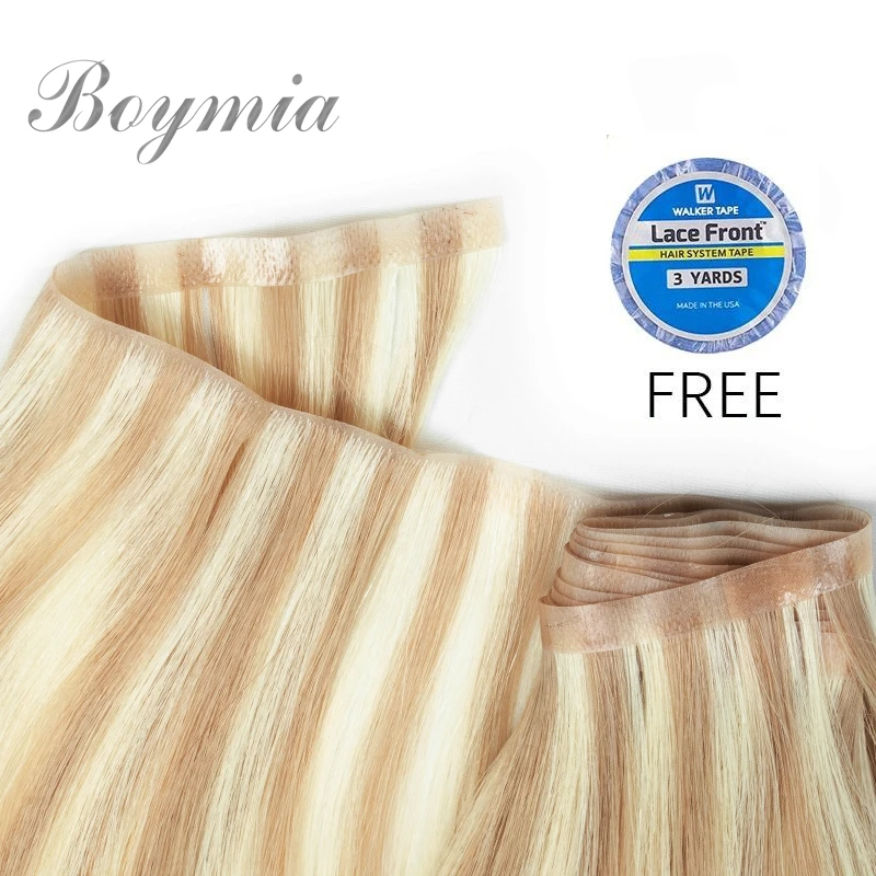 Fita invisível pacotes longo trama plana cabelo humano trama da pele do plutônio extensão do cabelo injetado sem costura & sem cola fita na trama do cabelo