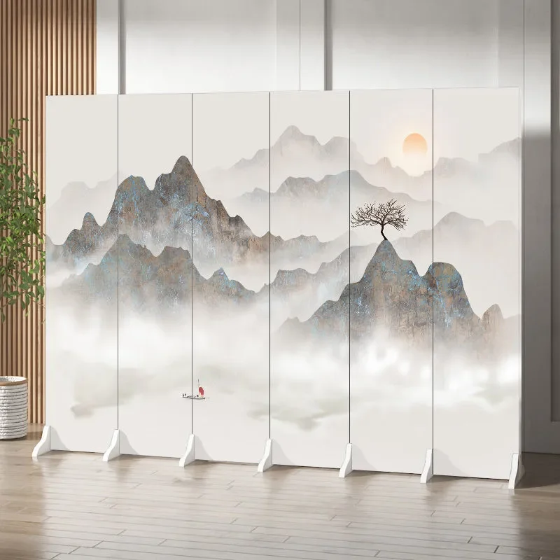 Foldable Chinese Style Partition Screen Mobile Room Divider for Entrance Living Room Hotel Private Space Customizable