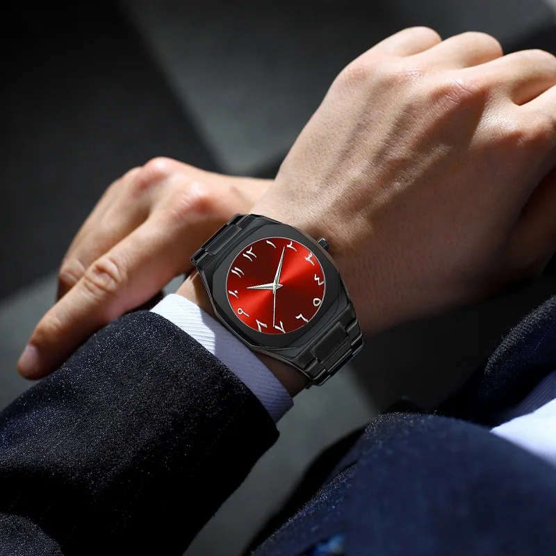 Fashion BestWin Octagonal Waterproof Quartz Watch For Men Business Casual Arabic Numerals Dial High-grade Stainless Steel Watch