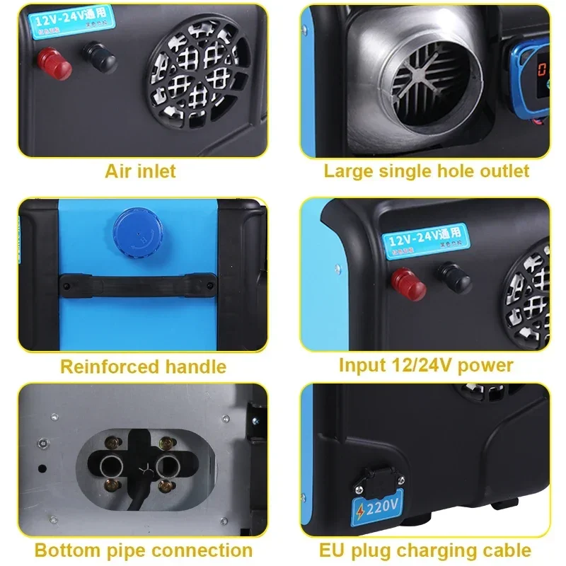 5KW 12 فولت 24 فولت 220 فولت سخان الديزل 3in1 نظام وقوف السيارات مسخن الهواء مع اللاسلكية LCD التحكم عن بعد المهنية متعددة الجهد سخان