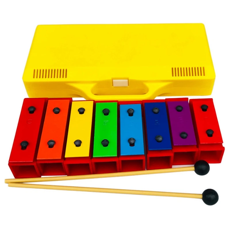 8 Notes Chromatic Xylophone Glockenspiel Resonator Bells With Yellow Case