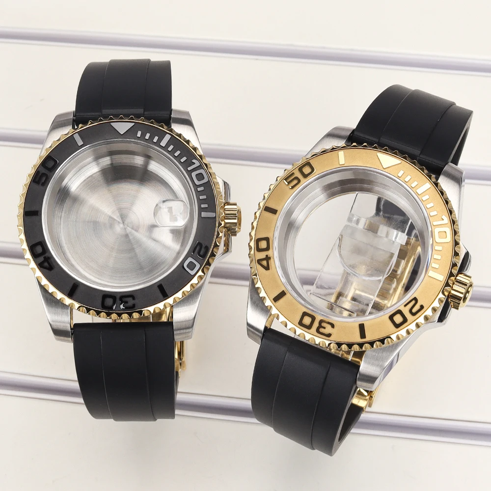 40mm 20ATM Uhrengehäuse NH 35 Gummiarmband Saphirglas für NH35 NH36 NH34 4R 7S26 Miyota 8215 ETA 2824 Gold Silber Gehäuse NH35 Yacht – Detail 2