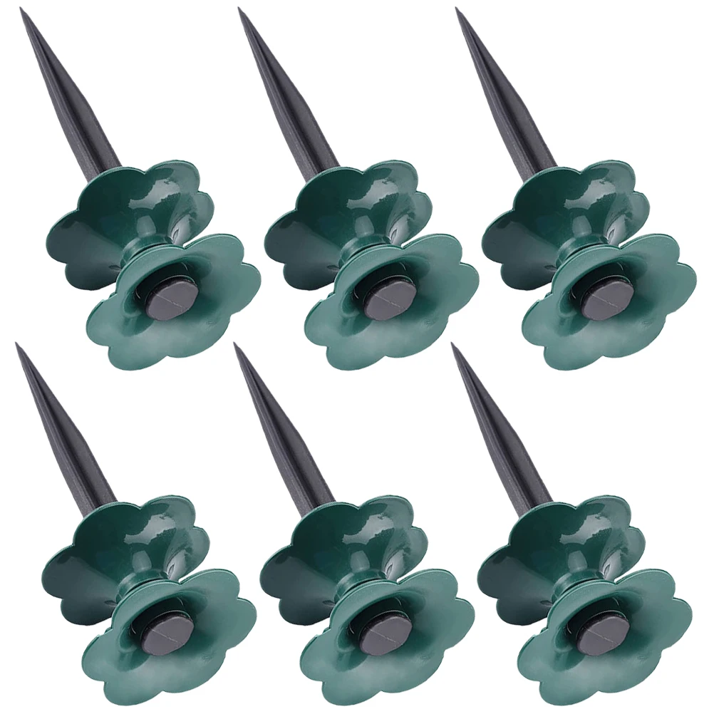 

6 Pcs Watering Pipe Wheel Garden Hose Guide Stakes Lawn Support Spikes Black Green PP Material Durable Reusable