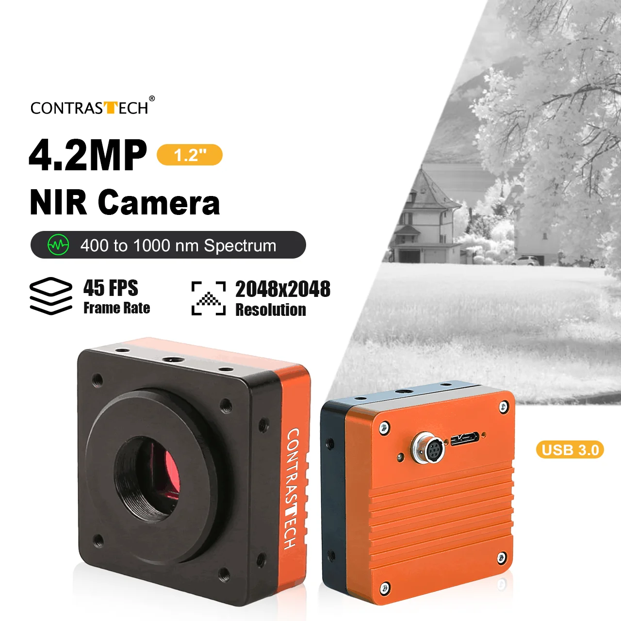 4.2MP High Resolution 2048 X 2048 High Speed 45fps for Near-Infrared (NlR) Industrial Cameras