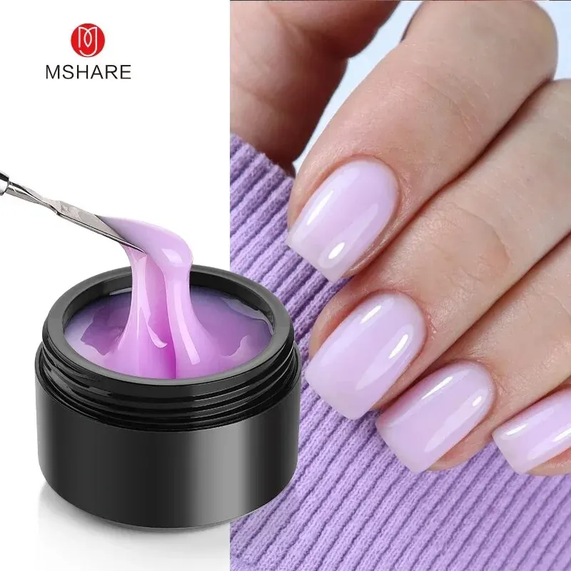 MSHARE Natürliches rosa Builder-Nagelgel, TPO-freies Gel für die Nagelverlängerung, selbstnivellierende Abdeckung, Schatten, UV-LED-Gel, 50 ml