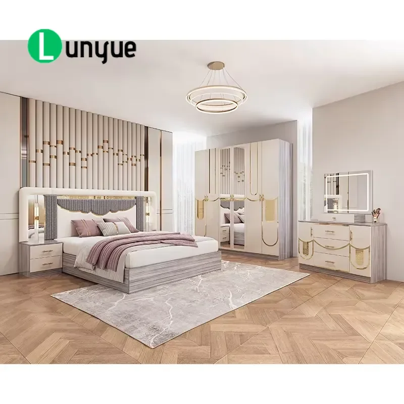 Foshan Wholesale king Size Bedroom Sets  Master Room Double Bed Wooden Frame Turkish Modern Luxury Bedroom Furniture