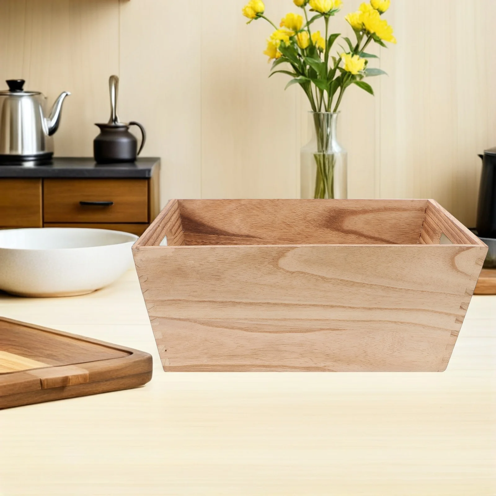 

Wooden Storage Crate Rustic Unfinished Pantry Organizer Nesting Fruit Vegetable Basket with Handles Wood Organizer