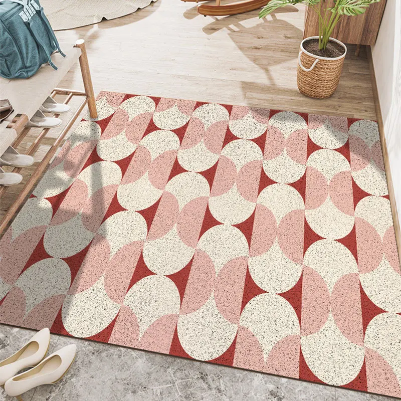 Retro Welcome Entrance Doormat Anti-slip Silk Loop PVC Floor Mats for Porch Hallway Entryway Home Decor Dust Removal Carpet