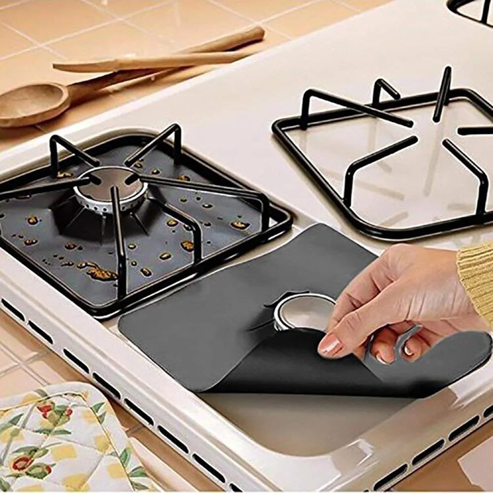 

8 Pcs Protective Pads for Gas Cooker Black Stove Burner Covers Stove Covers Reusable Fits Hobs Non Stick
