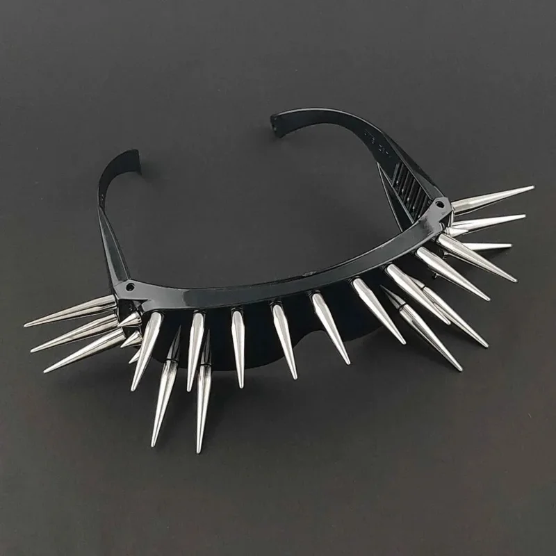 Lunettes de soleil Punk Rock Spike unisexe, rivet en métal noir, hommes et femmes