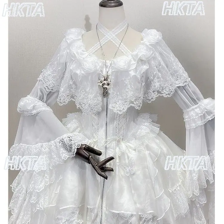 

Lolita Ji Sleeve Lace Shirt Super Fairy Lolita Shirts Inner Top Y2k Outwear 2026 Summer New Silm Halter White Blouse for Women