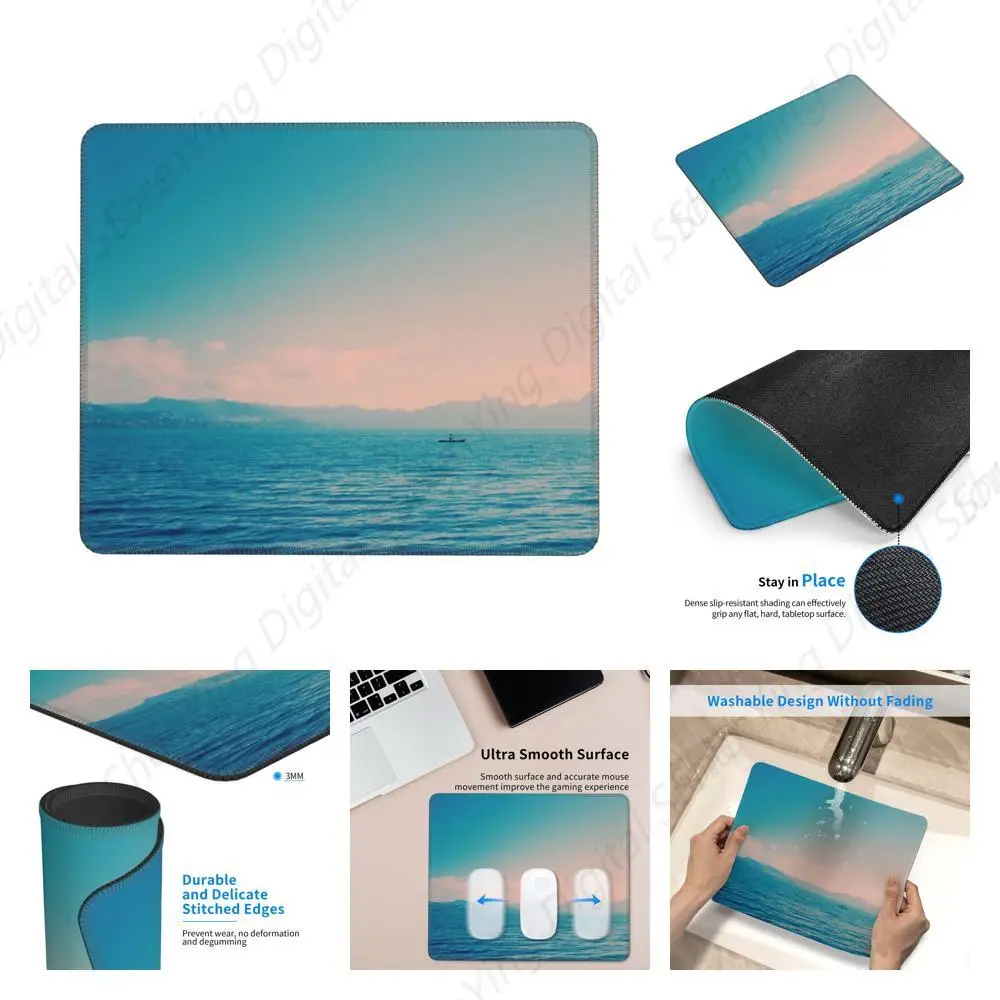 Ocean Blue Mouse Pad Anti Slip Rubber Gaming Mouse Pad Suitable For Office Mouse Pads On Computers And Laptops 18*22cm