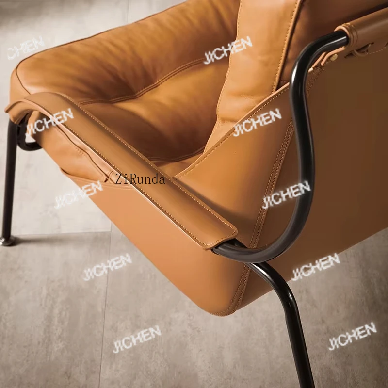 

Итальянское дизайнерское роскошное современное кресло из металла и кожи для гостиной, домашнего офиса, отеля, спальни, зоны отдыха