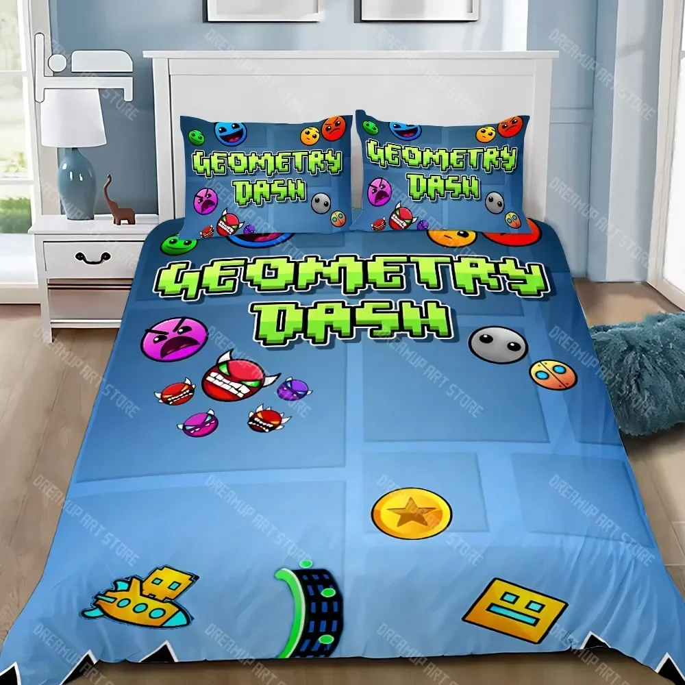 2026 Video Game Duvet Pillowcase Bedding Set Adult Boy G-Geometry Dash Girl Bedroom Decoration Children Gift Single Double Large