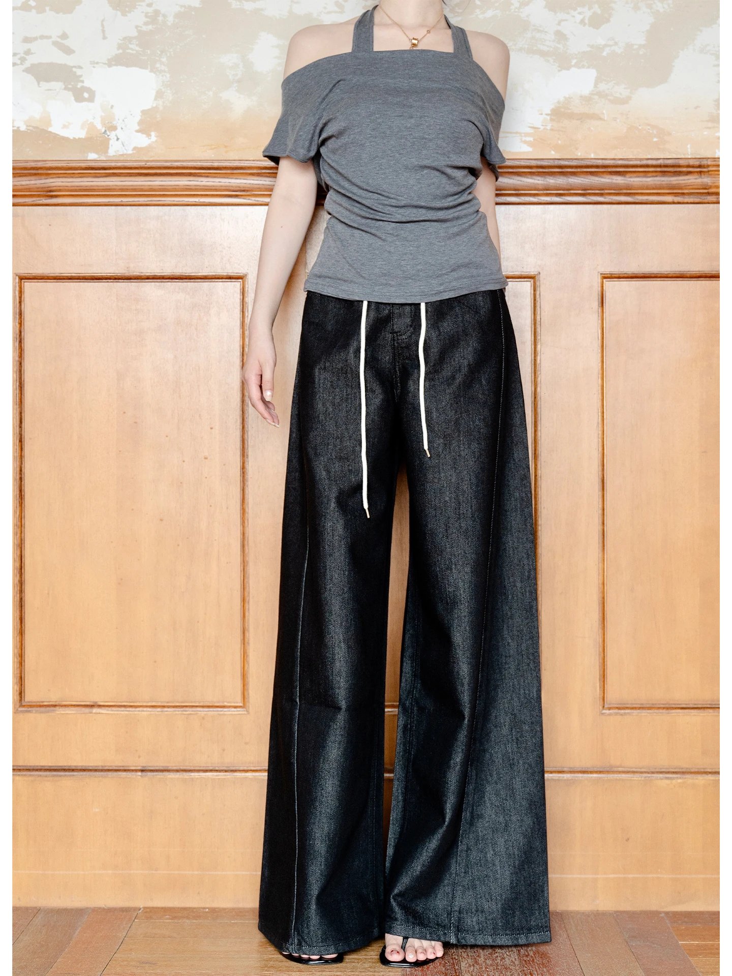 

Джинсы-клеш SerioLudere с высокой талией, женские, повседневные, летние, свободного кроя, из денима, в стиле «ленивый шик»