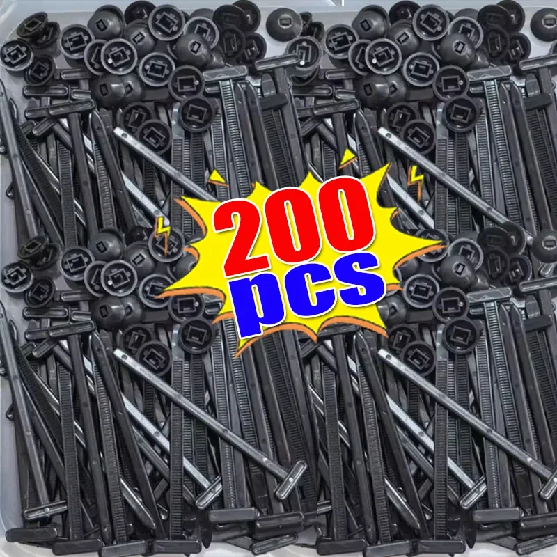 5-200PCS Nylon Universal Cable Tie Buckle Multipurpose Cable Ties Tool Heavy Duty Self Locking Zip Black Zipties for Car Repair