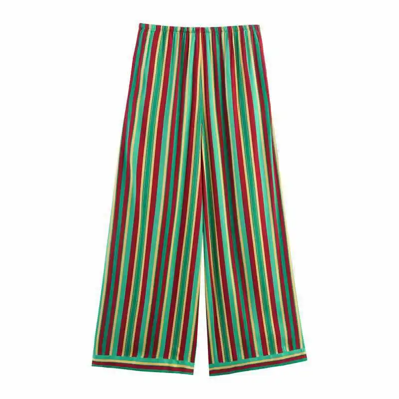 패셔너블한 캐주얼 스트라이프 루즈 여성 바지 가을 유럽 스타일 올매치 편안한 잠옷 바지