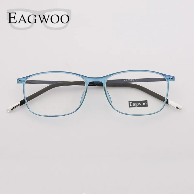 EAGWOO Titanium Eyeglasses Women Boy Full Rim Optical Frame Prescription Spectacle Rectangular Rubber Glasses  8529