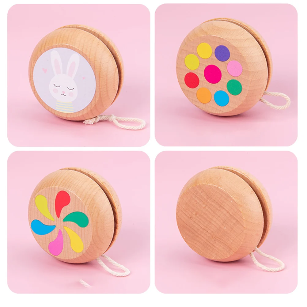 2PCS Wooden Yo-yo Toys Adorable Animal Yo-yo Toys Colorful Printed Wooden Yoyo Toy Early Educational Yo-yo Ball Toy for Kids Chi