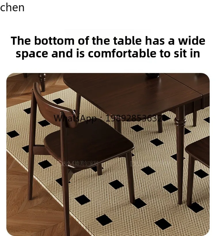 

Solid Wood Dining Table and Chair Set for Home Use, Small Apartment Rectangular Extendable Dining Table