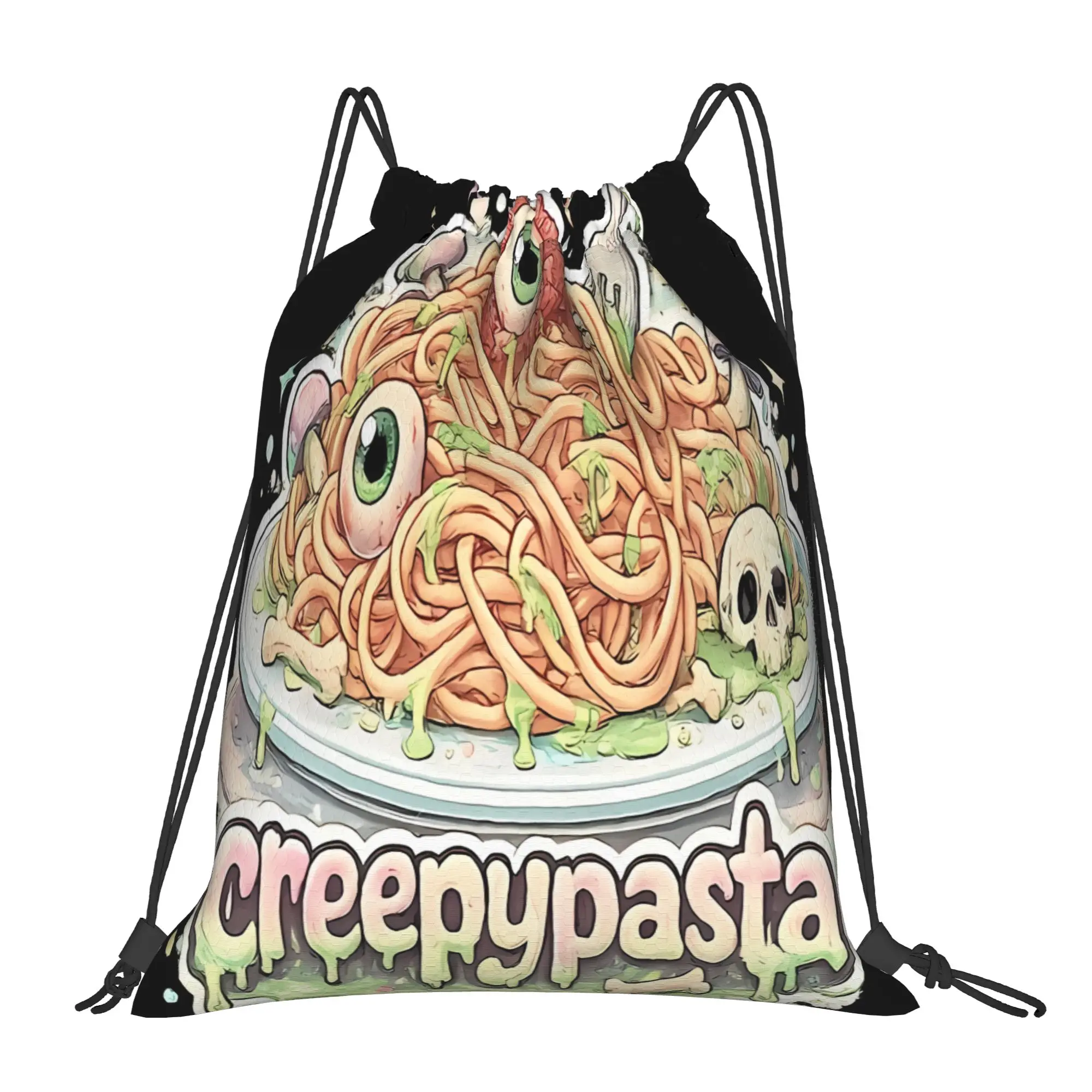 Halloween Horror Food Apron CCreepypasta Portable Travel Riding Gym Drawstring Vintage Horror Storage Backpacks