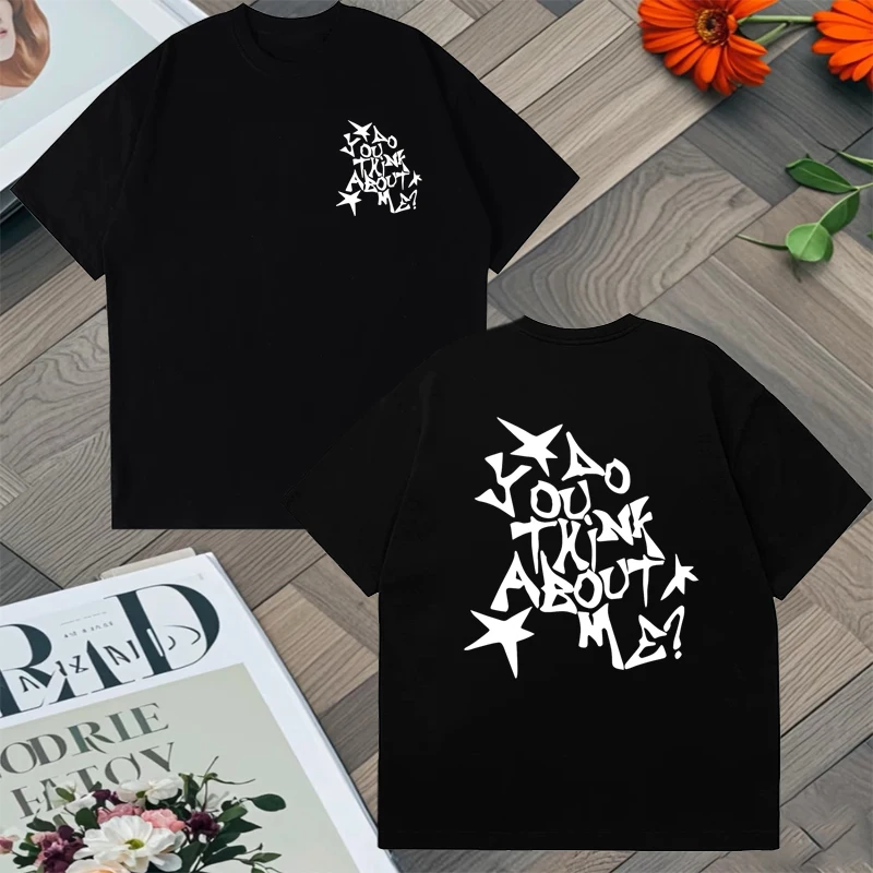 

2025 New Album NSQK AOOU THNK ABOUT ME Graphic Printed Oversized T shirt Fashion Men Women Cotton short sleeve t-shirts Unisex