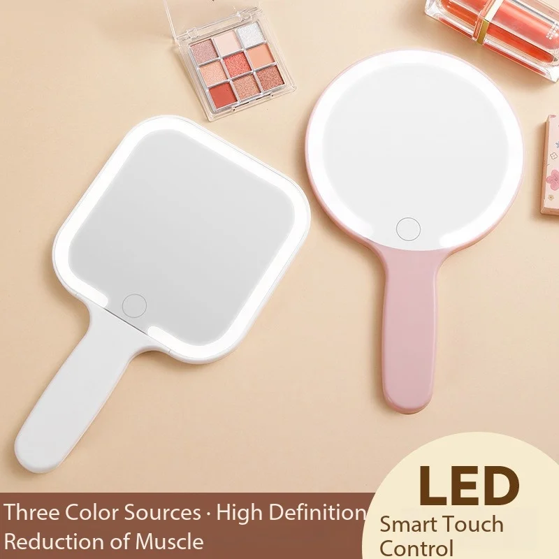 

Handheld makeup mirror portable high-definition translucent high-value makeup mirror with LED light handheld home beauty mirror