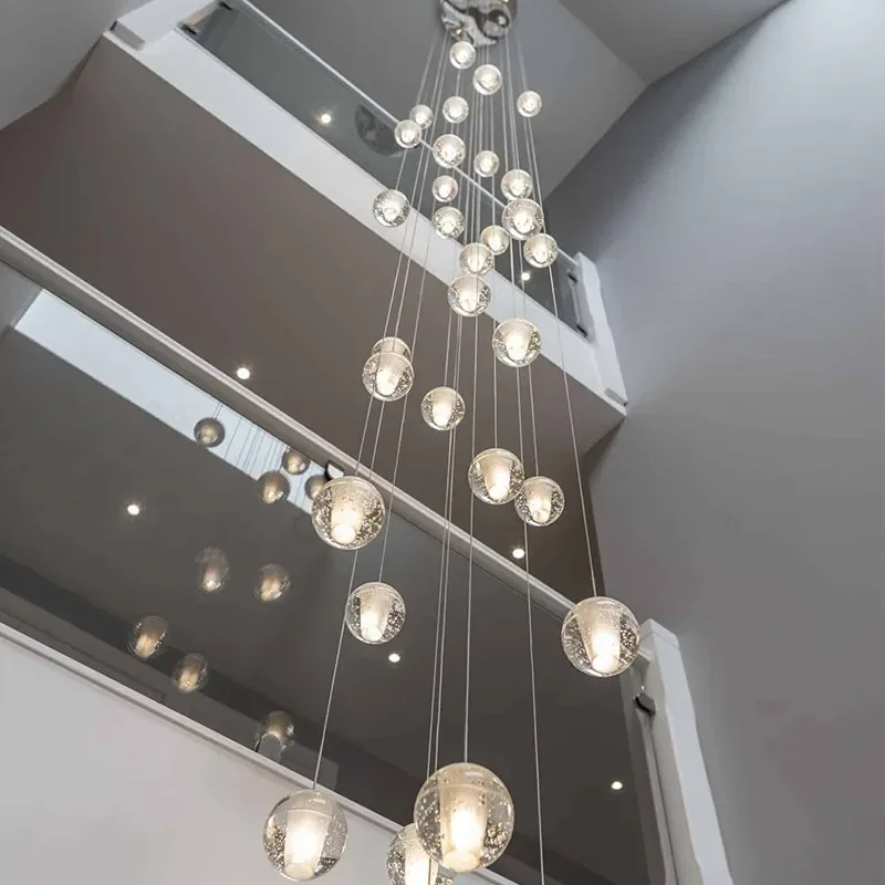 Luxury Modern Crystal Chandelier For Staicase Large Home Decor Led Cristal Lamp Long Villa Hallway Hanging Light Fixture