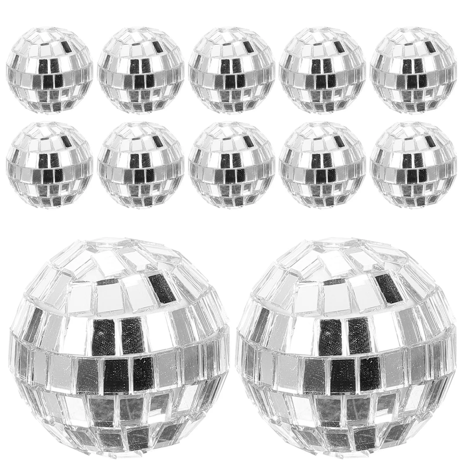 

12 pcs Mirror Disco Balls Hanging Glass Reflective Ball For Party Wedding Bar Disco Lighting Ornament Silver Mini Balls Decor