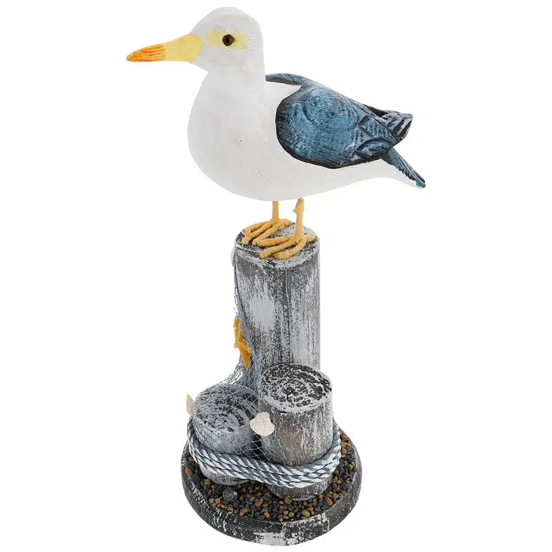 Bird Nautical รูปปั้น Beach Seagull Seabird Figurines ประติมากรรม Figurine รูปปั้นประดับสวนตารางไม้สัตว์ Coastal