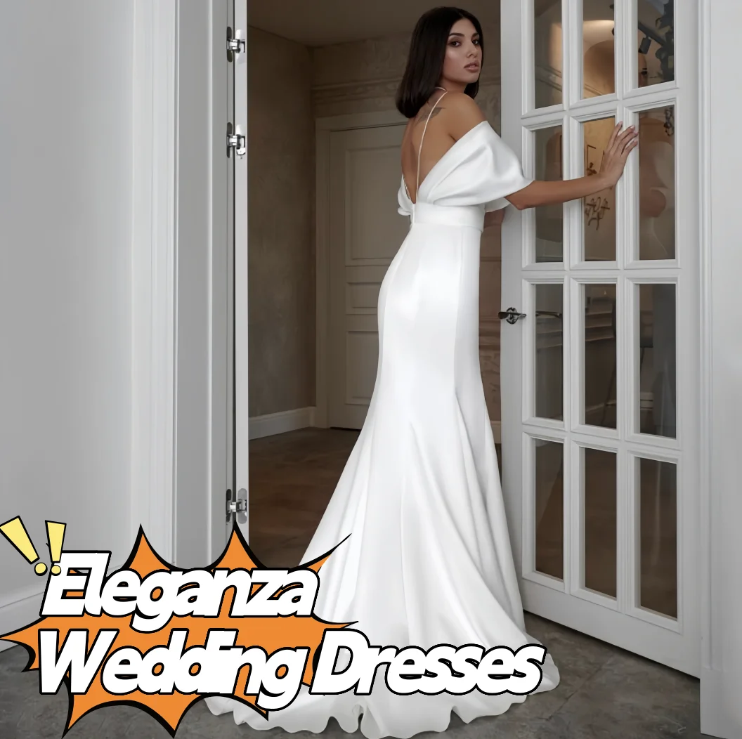 Простое свадебное платье русалки по индивидуальному заказу с открытыми плечами и скользящим шлейфом, элегантное платье на тонких бретельках De Mariee