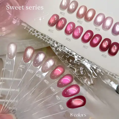 1pcs PSK New Whitening Sweetheart Pink Cat Eye Gel Nail Polish 2026 Summer Popular Ice Transparent Nude Pink Series Nail Art