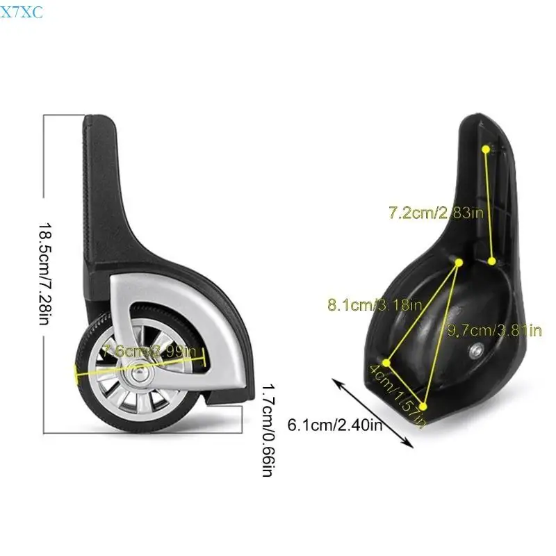 X7XC 1 Pair Travel Luggages Suitcase Replacement PVC Swivels Castors