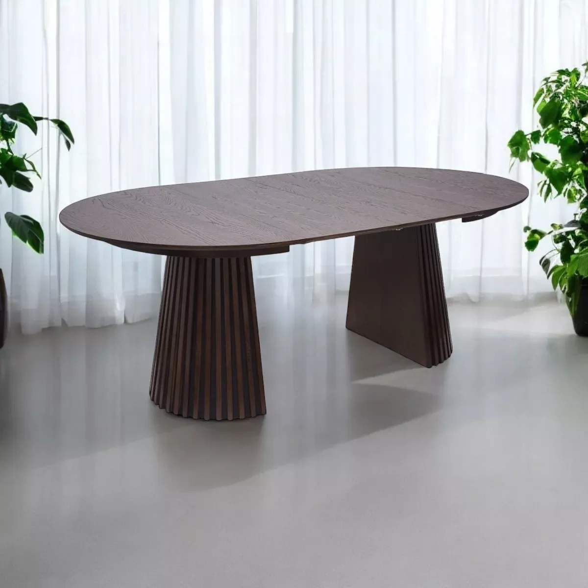 Kitchen Table,Round Wooden Top,Dinning Tables,4 To 6 Seater,Retractable Oval Wood,Extendable Dining Table Set,With Extension