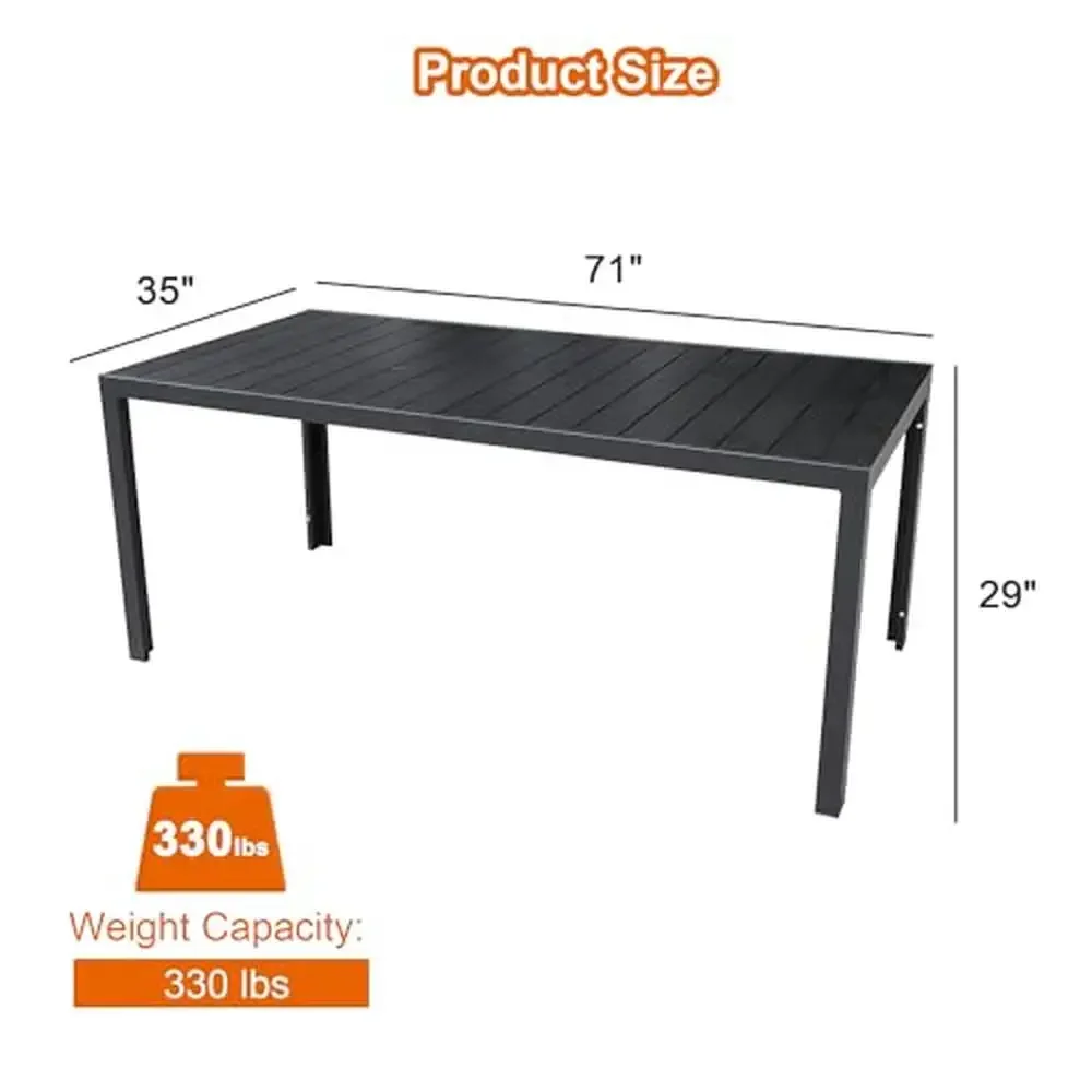 Rectangular Outdoor Dining Table Aluminum Frame 71