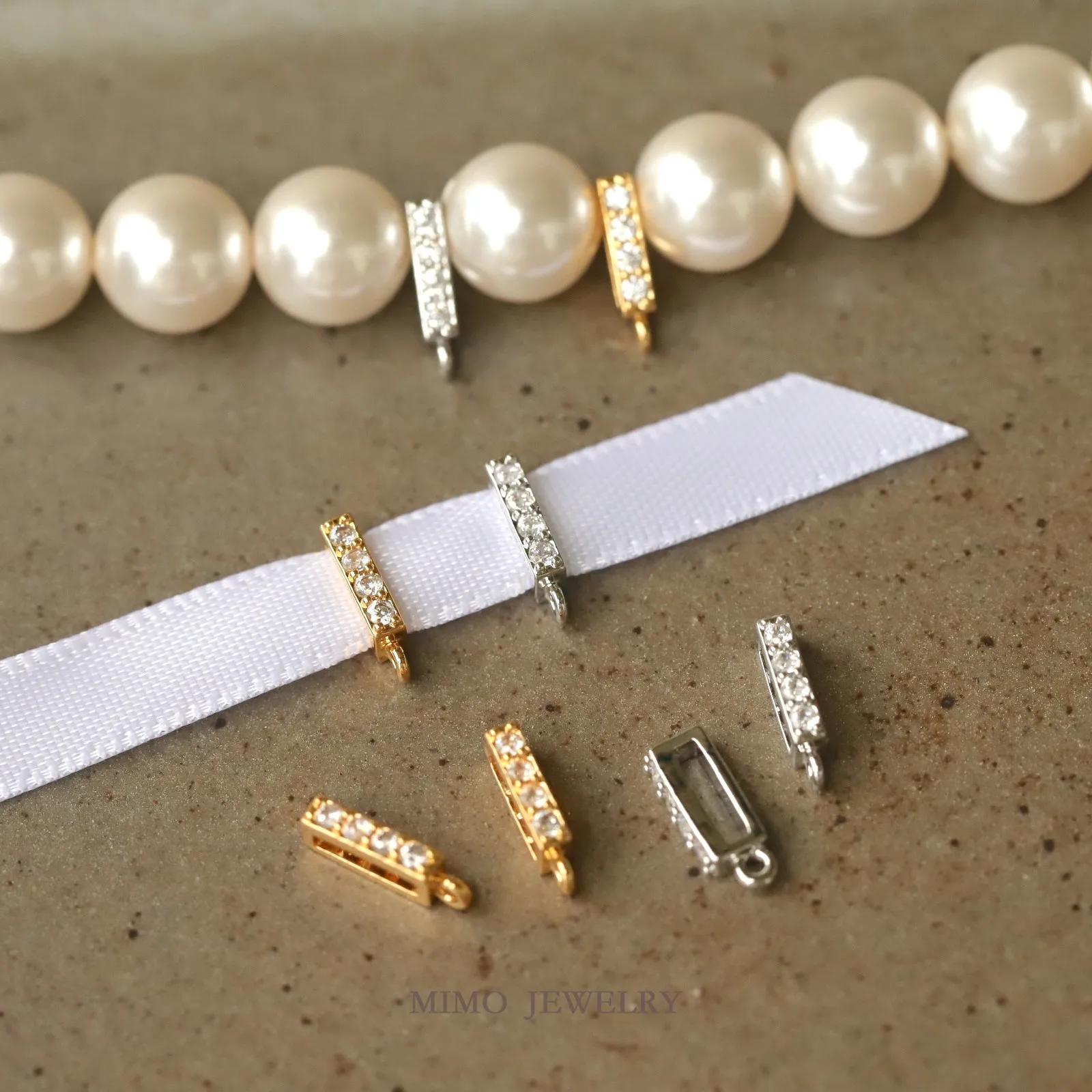 Rectangular Zircon Charms Pendant Supplies DIY Hand Brass Gold Plated Accessories 9.2X3.6mm