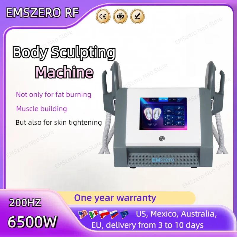 

Professional EMSzero Machines NEO 6500w Slimming Body Sculpting Hiemt Shaping EMS Muscle Stimulator 5Handles RF