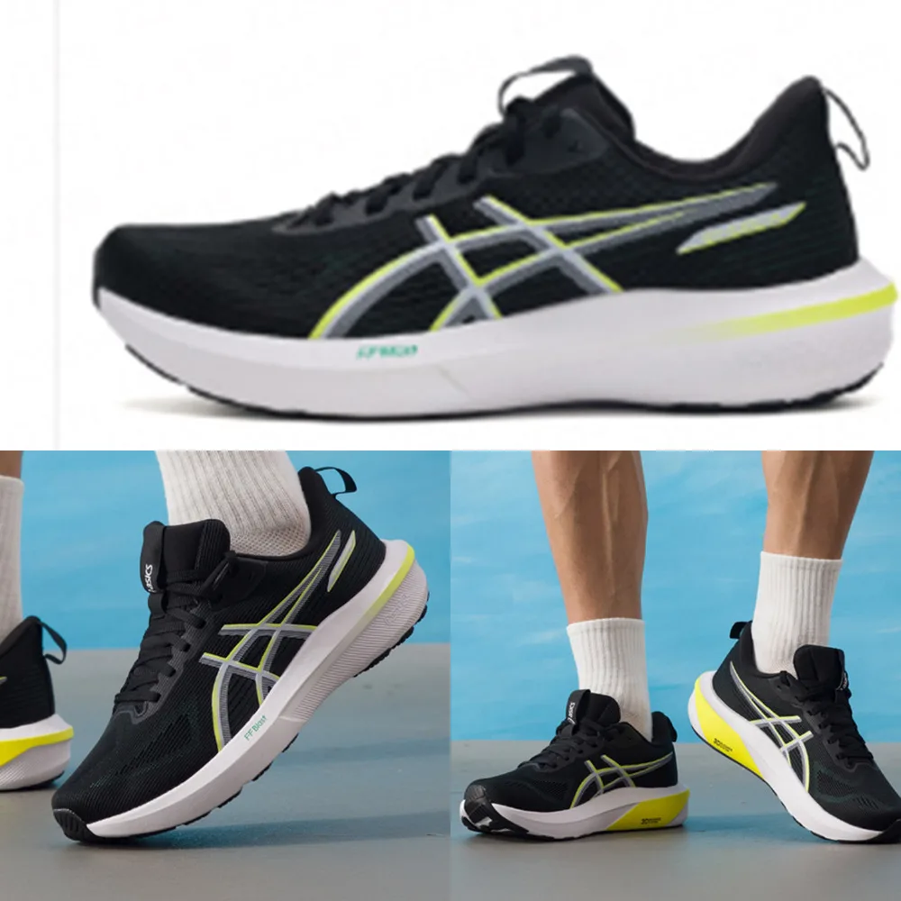 ASICS Men Black Yellow Mesh Running Shoes FlyteFoam Lightweight Cushion Breathable Training Athletic Sneakers 1011C077-001