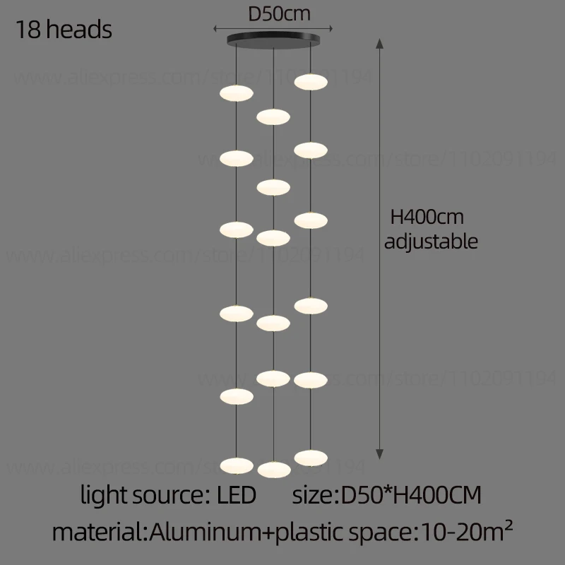 LED minimalistische kroonluchter duplex gebouw zolder verlichtingsarmaturen Noordse hangende kroonluchter Villa draaiende trap hangend