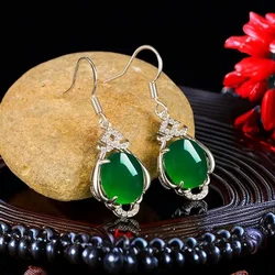 Green Real Jade Water Drop Earrings Fashion Lucky Designer Charm Women Natural Jewelry Amulet Gifts Gemstone Gift Energy